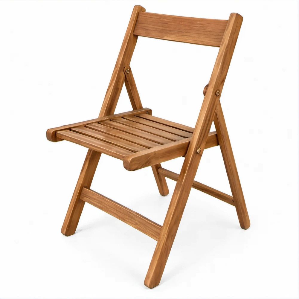 Cadeira Dobrável em Madeira Maciça de Teca Castanho Natural 46 x 61 x 89 cm