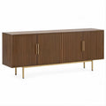 Aparador Retangular em MDF Folheado a Nogueira com 4 Portas, 180 x 45 x 80 cm