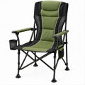 Cadeira Dobrável de Campismo com Encosto Alto, Porta-Copos e Bolso Lateral Verde/Preto 60 x 60 x 110 cm
