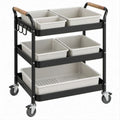 Carrinho Organizador de 3 Níveis com Rodas, Preto, Bege e Natural, 83 x 40 x 101 cm