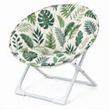 Cadeira Dobrável Redonda Branca e Verde com Almofada Estampada 80 x 73 x 83 cm